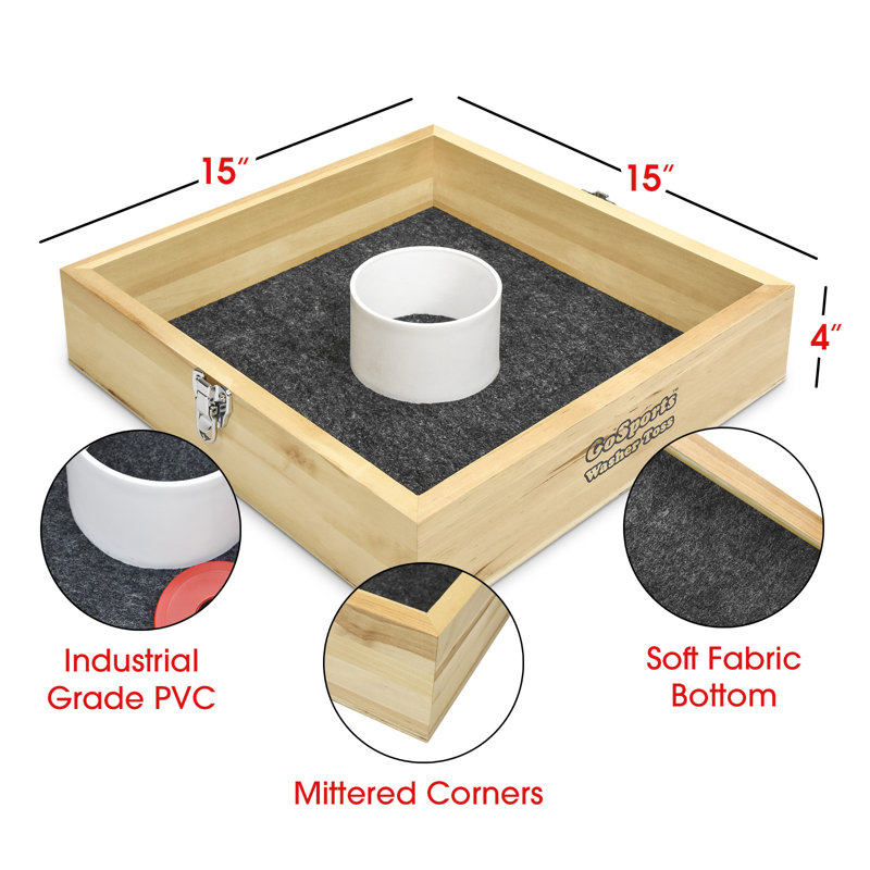 Premium Birch Wood Washer Toss Game Set with Plastic Coated Steel Washers