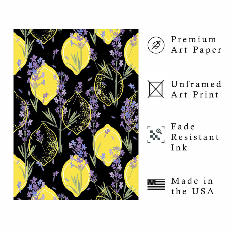 «Food and Kitchen Lemon Elegance», reproduction d'art moderne sans cadre, H 7 po x l 5 po