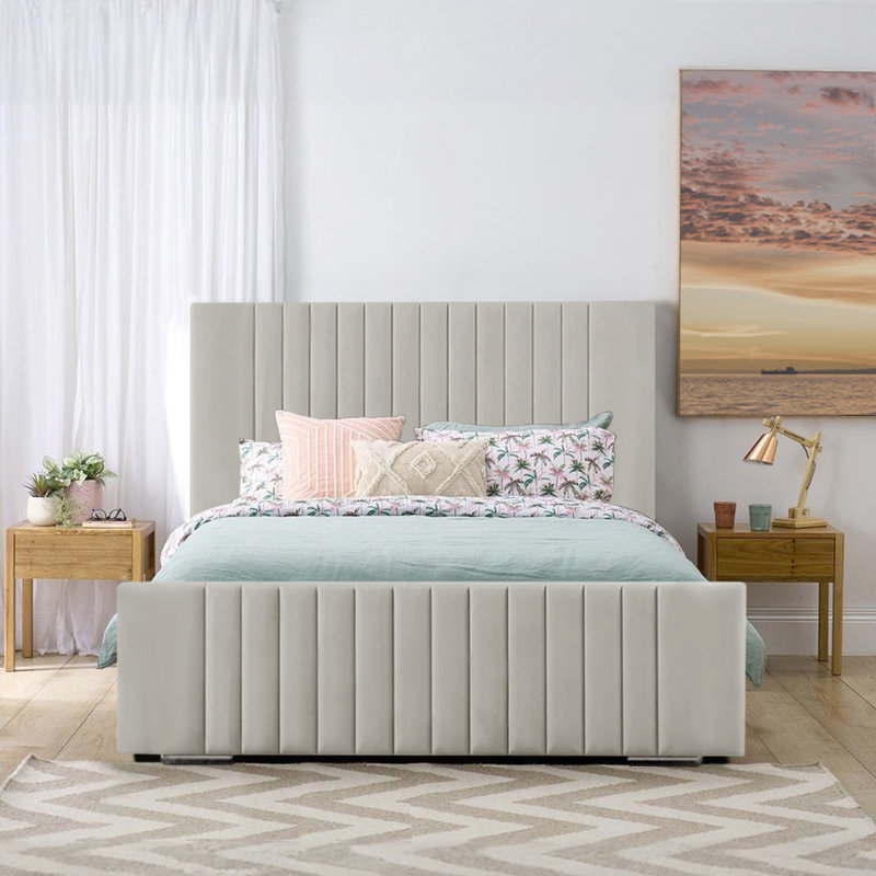 Aerys Upholstered Bed, Double (4'6), Silver