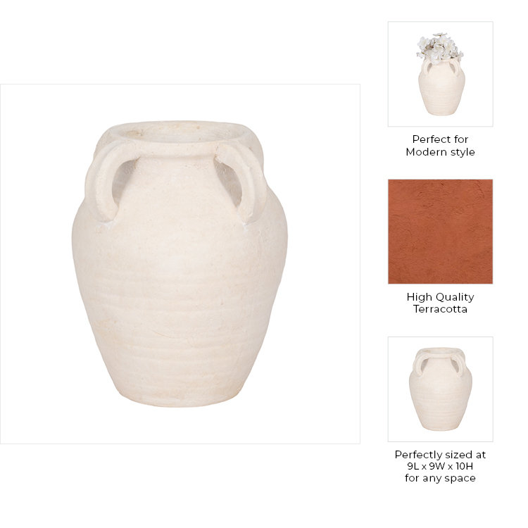 Handmade Ceramic / Porcelain Table Vase, 12" H x 10" W x 10" D, White