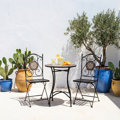 Ensemble de bistro de patio toutes saisons 3 pièces avec table et 2 chaises