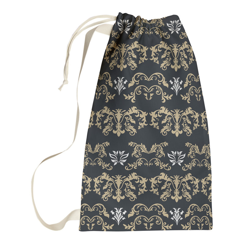 New Orleans Fabric Laundry Bag with Handles, Black/Brown/White, Large (36" H x 28" W)