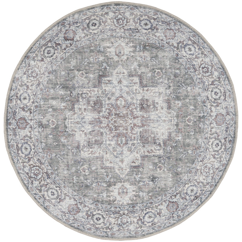 Washable Oriental Rug, Round 7'10"