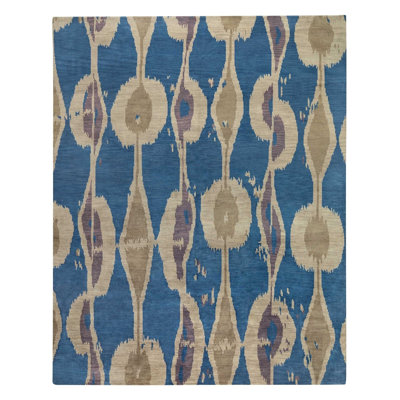 Miri Wool Ikat Area Rug in Blue/Beige