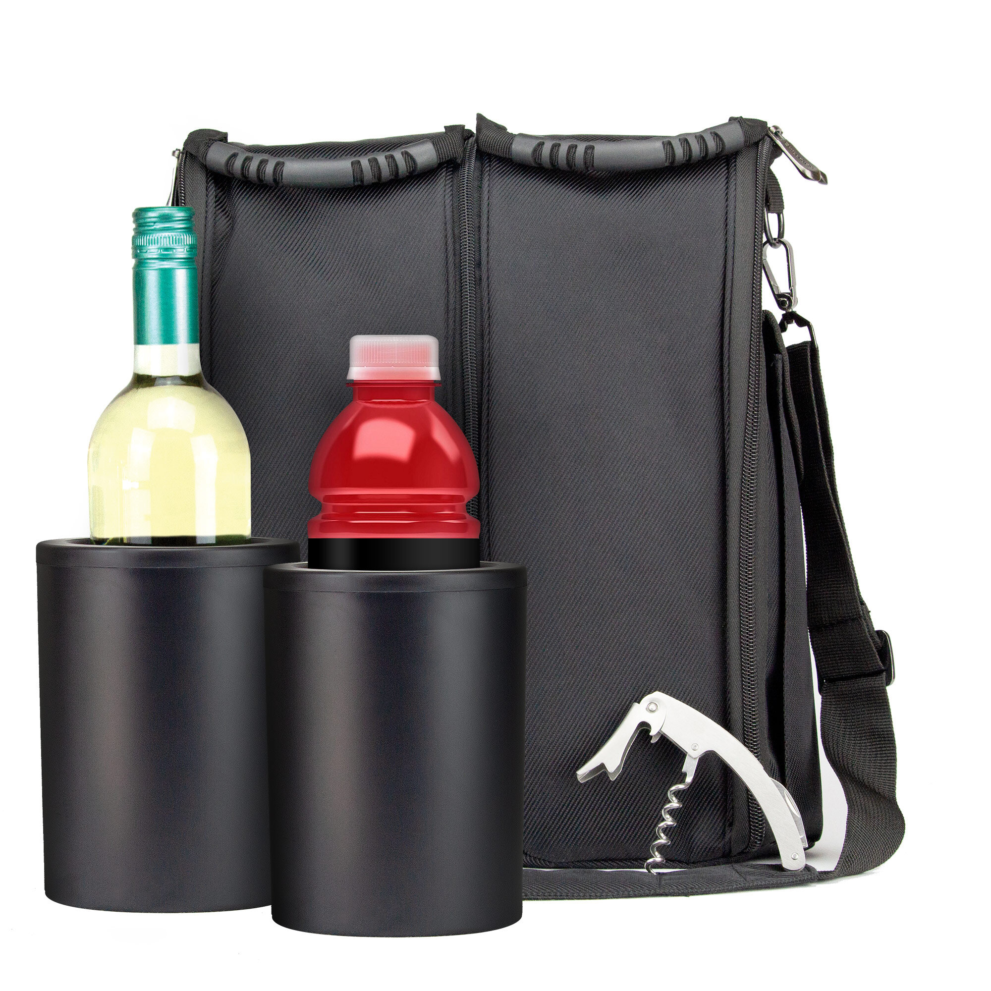 ChillnJoy CaddyO Cloth Wine Tote & Iceless Wine Bottle Chiller Set