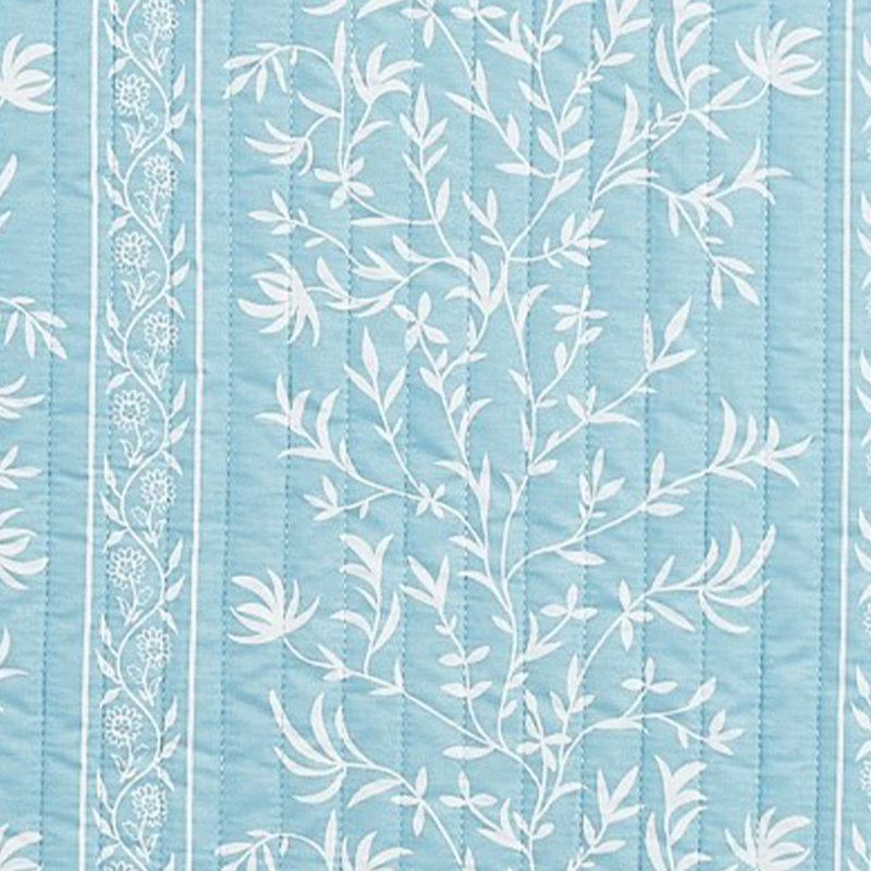 Twin Linear Floral Blue Microfiber Reversible Quilt Set