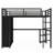 Full Size Loft Bed Frame With Built-In Wardrobe, Metal Loft Bed With Desk And Storage Shelves, Black