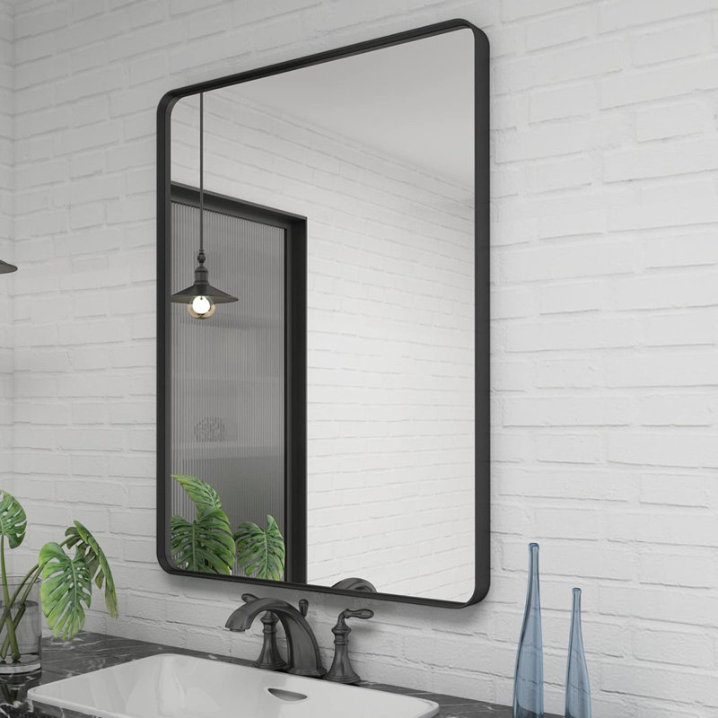 Black Aluminium Frame Bathroom Mirror, 35.93" x 23.93"