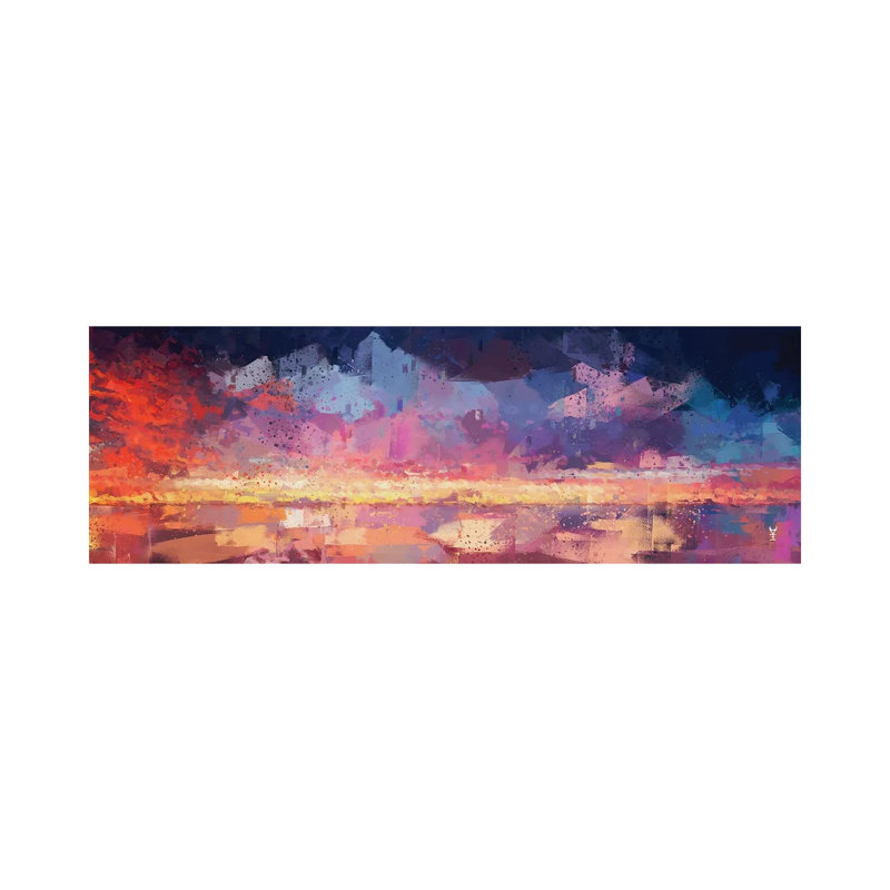 Sunset In The Matrix by Van Credi - Panoramic Painting on Canvas, Wrapped Canvas, 30.48cm H x 91.44cm W x 1.91cm D