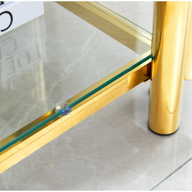 Square End Table, Gold