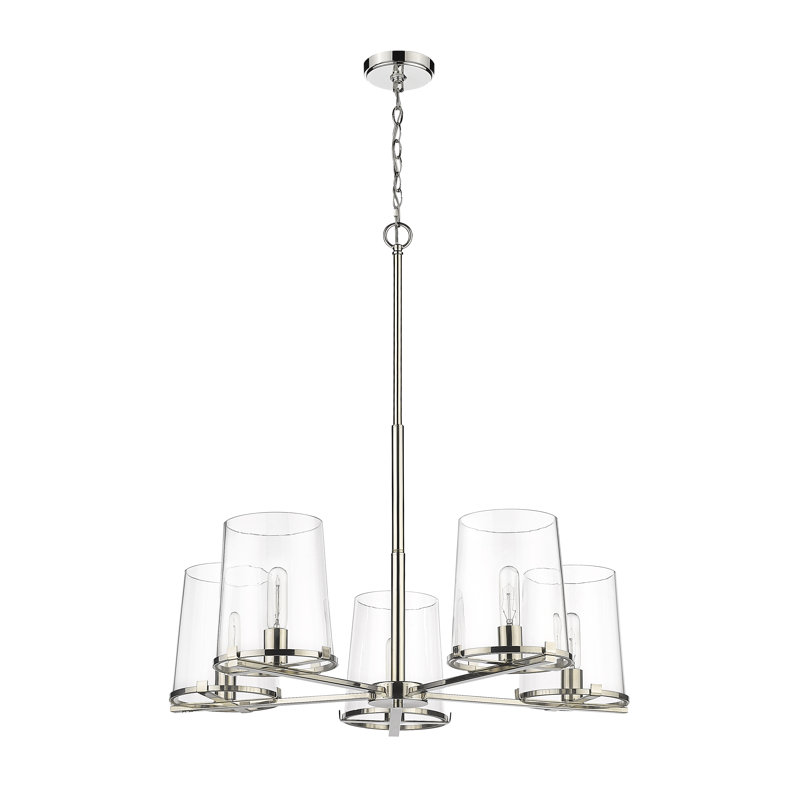 Lustre classique à 5 lumières de style bougie Catosha, Nickel poli