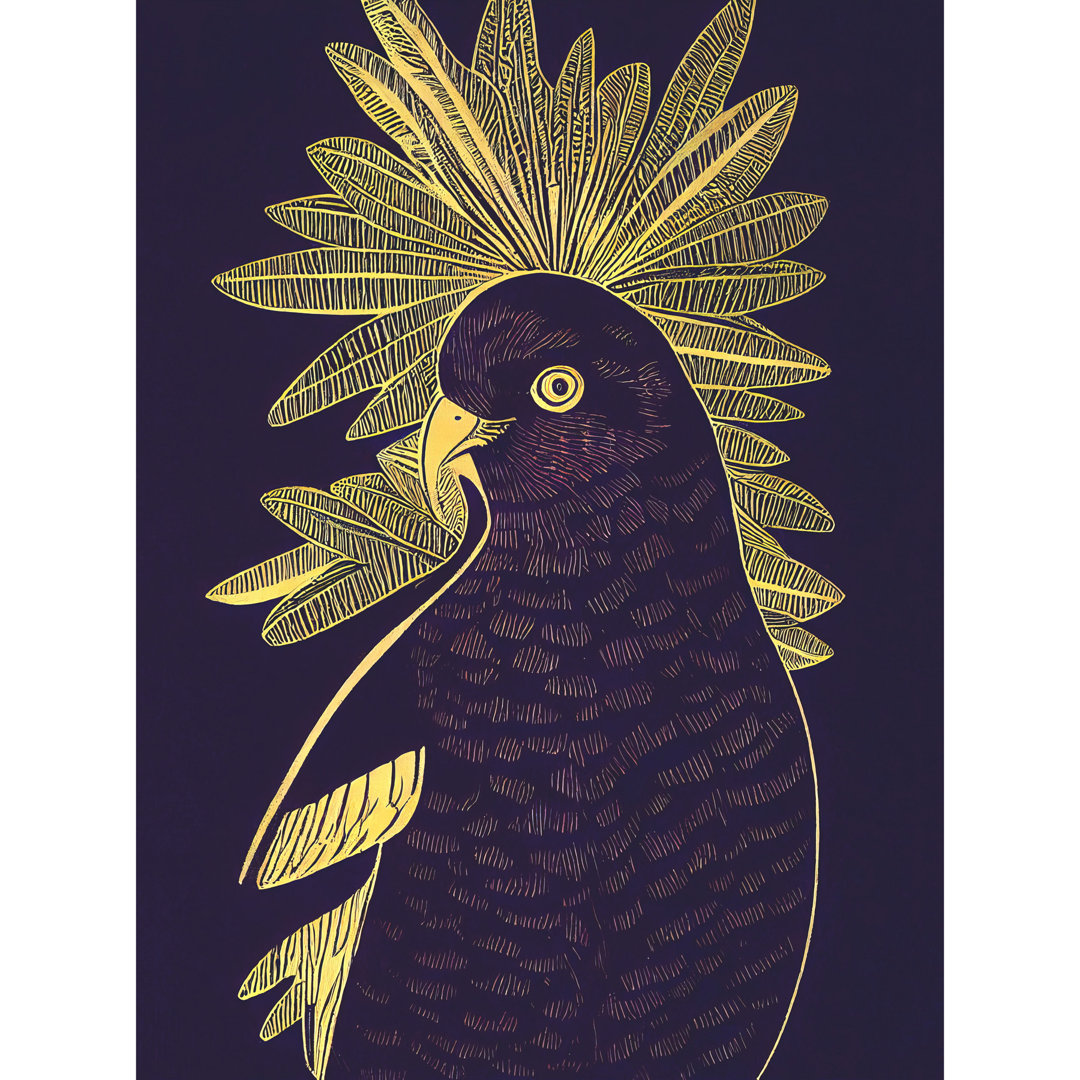 Detailed Stylish Parrot Tropical Plant - Print