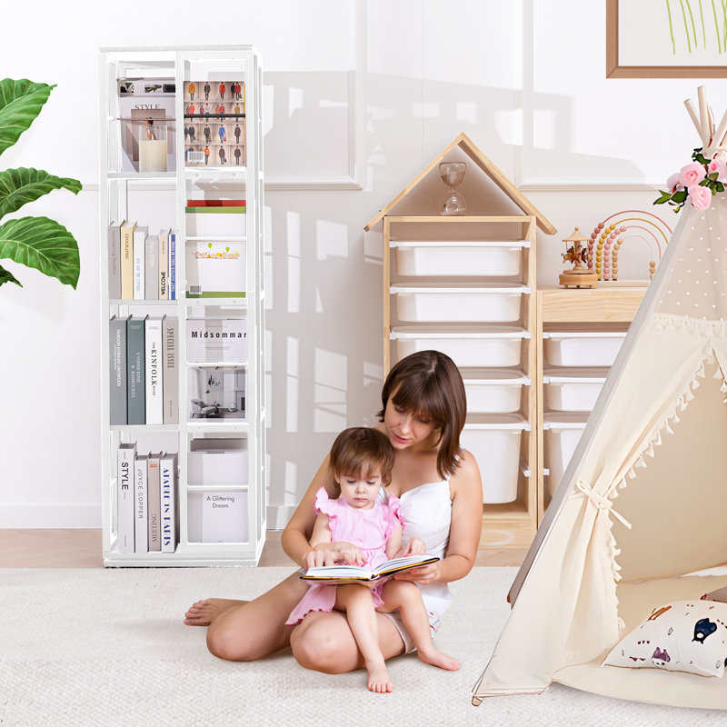 360° Rotating Corner Bookshelf, White