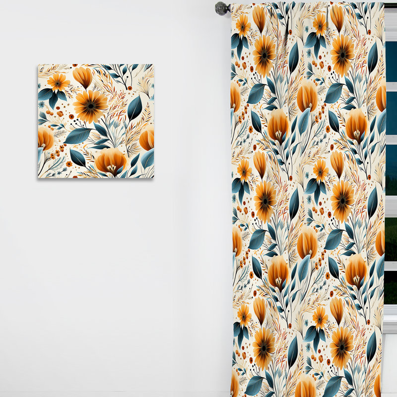 Motif inspiré de la nature Wanderer Boho II - Rideau floral - Rideau obscurcissant - 1 panneau, L 52 po x L 63 po