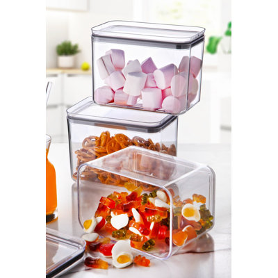 Ensemble de boîte de rangement durable (3 pièces), sans BPA, plastique transparent, 6,5 x 4,1 x 4,7 pouces | Capacité de 59,2 oz liq. Chacune | Idéal pour organiser la maison et le bureau, léger et polyvalent