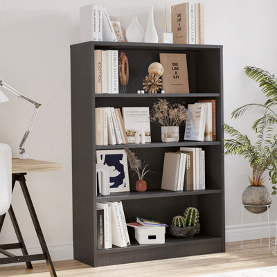 Bookshelf for Bedroom 4 Shelf Office Bookcase 48" Tall Modern Wood Bookshelf for Living Room 4 Tier Wide Manga Bookshelves Library Bookcase