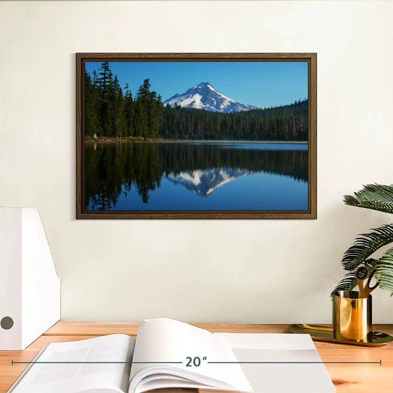 Mount Hood Reflection, 37" X 25", Floating Frame Walnut