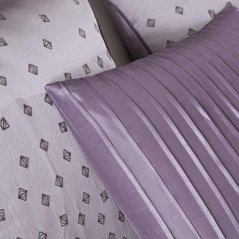 Ensemble d'édredon en polyester jacquard 7 pièces, Mauve, Grand édredon et 6 pièces supplémentaires
