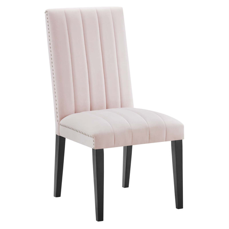Luxe Modern Pink Velvet Upholstered Parsons Side Chair Set