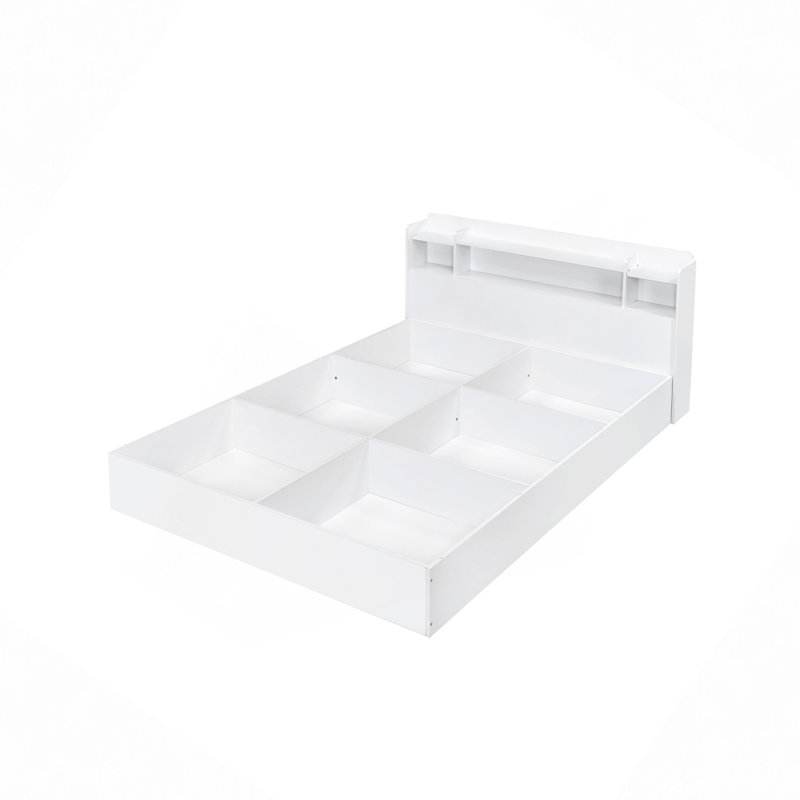 Lit de rangement - tête de lit et base avec 6 tiroirs, aucun sommier requis, pieds chromés modernes