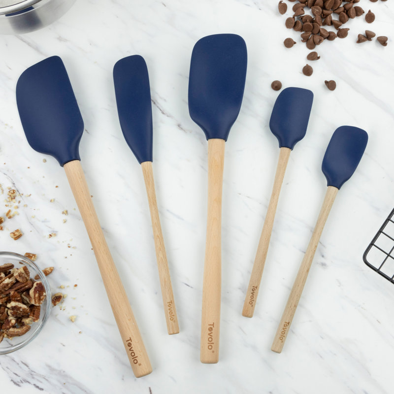Ensemble 5 pièces de spatules à poignées en bois Flex-Core, Indigo foncé