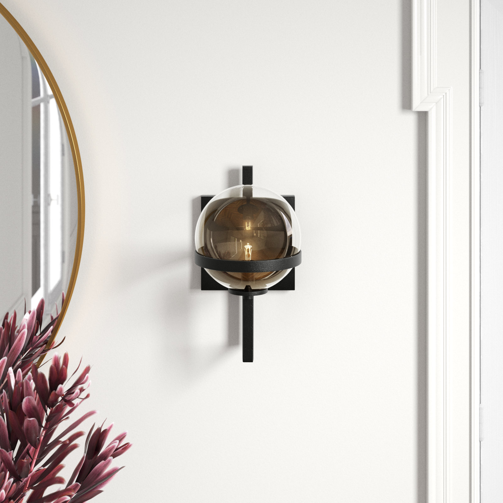 Savon Single Light Glass Dimmable Armed Sconce