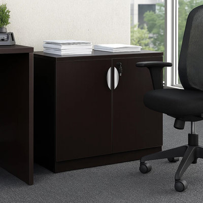 Doe Office Storage Cabinet With 2 Doors, Driftwood Grey, 31 Inch Wide