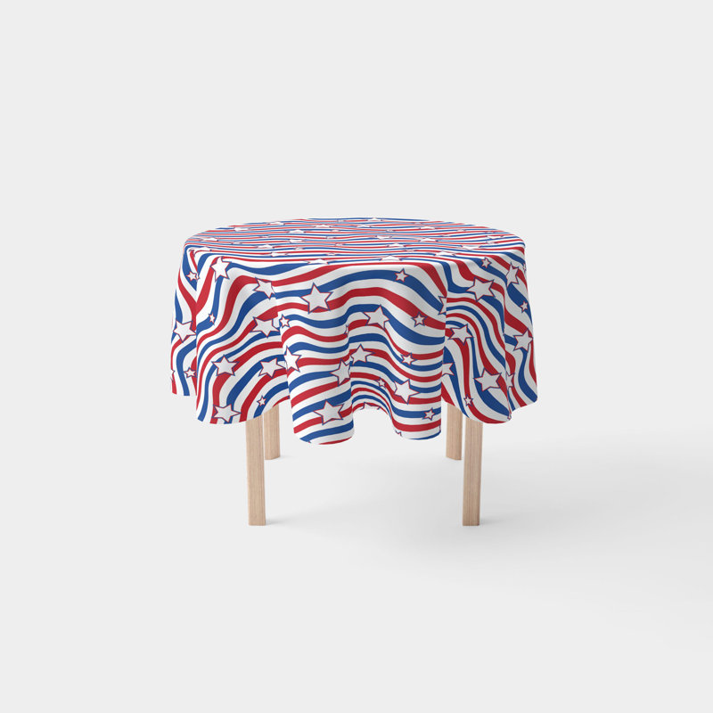 Anso American Stars Stripes Round Tablecloth, 84" x 84"