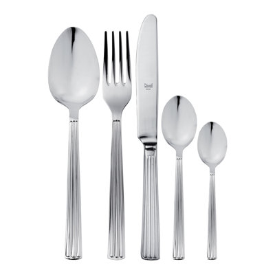 Sole Flatware Set with Moka Spoon and H/H Knives - 30 Pieces - Stainless Steel