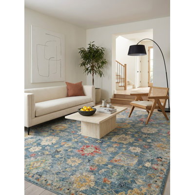 Oxford hand-knotted Ghazni Wool Blue Area Rug