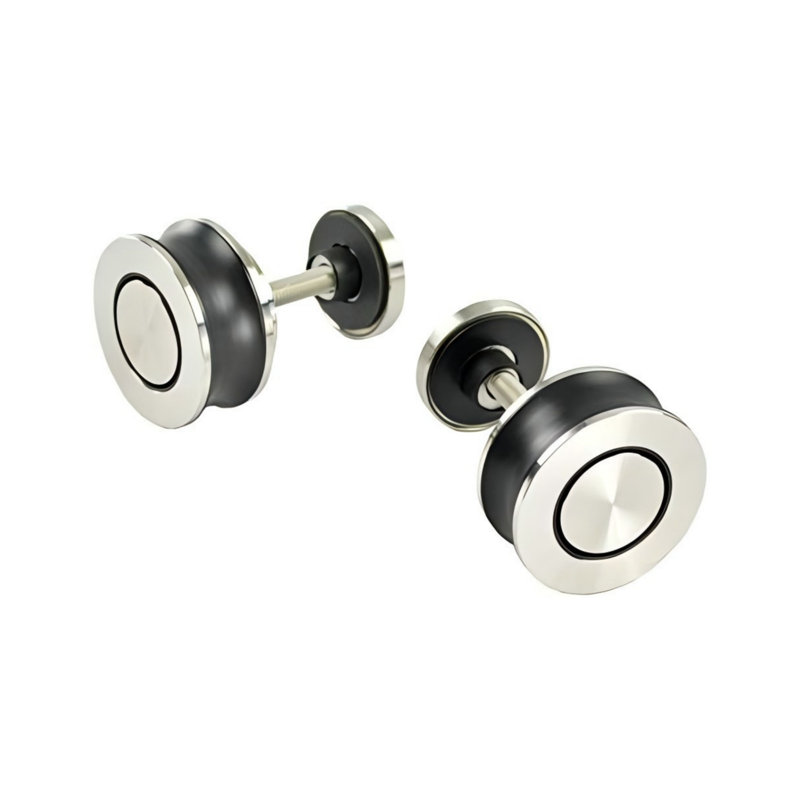 Ensemble de quincaillerie de porte de grange coulissante en acier inoxydable brossé à cercle supérieur concentrique (sans porte)
