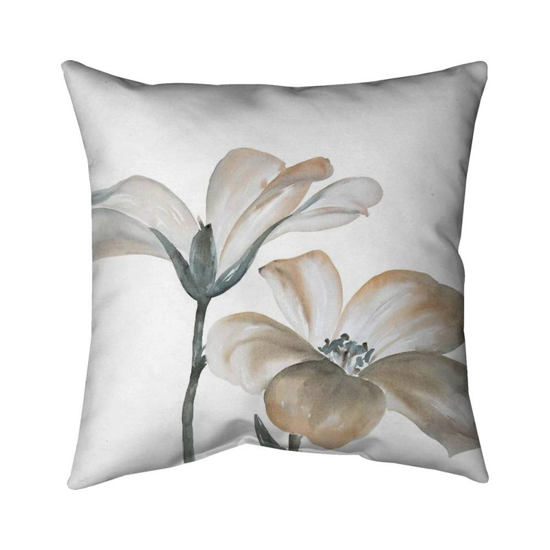 Beautiful Desaturated Flowers - Minimalist White Throw Pillow – Throw Pillow Cover Only, Double-Sided Print, Insert Not Included