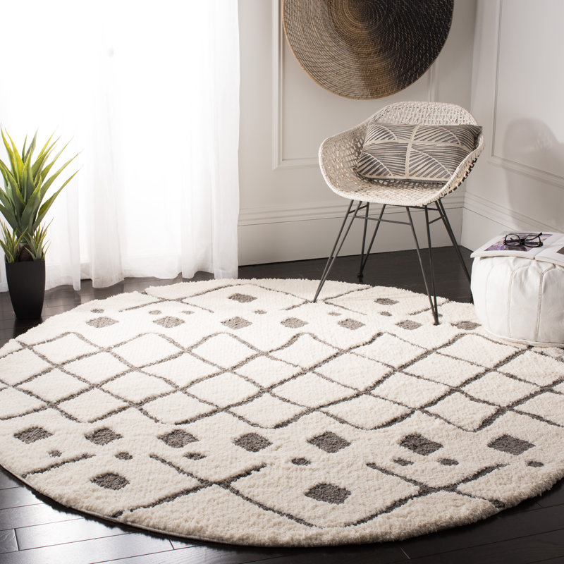 Olga Shag Performance Geometric Rug, Round 6'7"