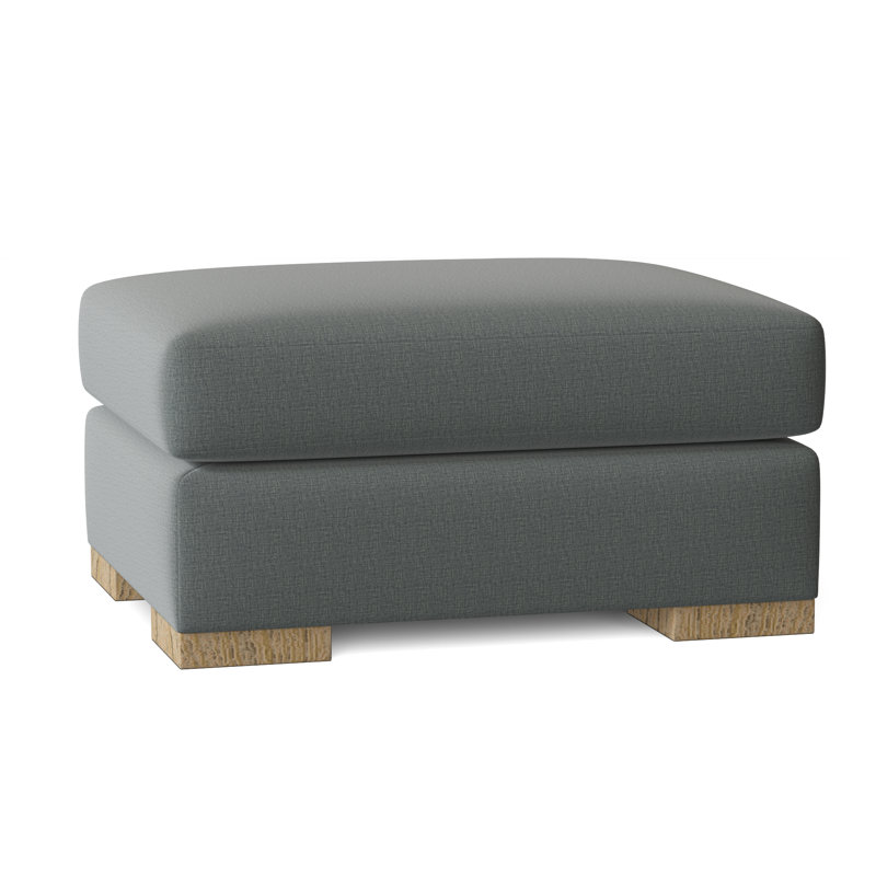 Branam Upholstered Ottoman, Natural, Marlow Bluebird