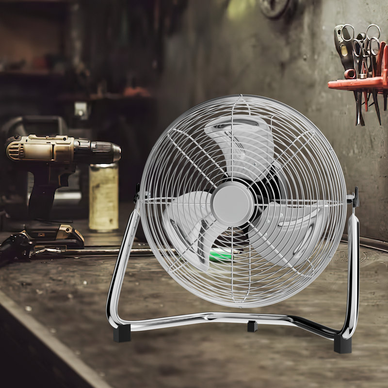 12" High Velocity Floor Fan, 3 Speeds Quiet Heavy Duty Metal Floor Fan with 230° Adjustable Tilt, Sliver