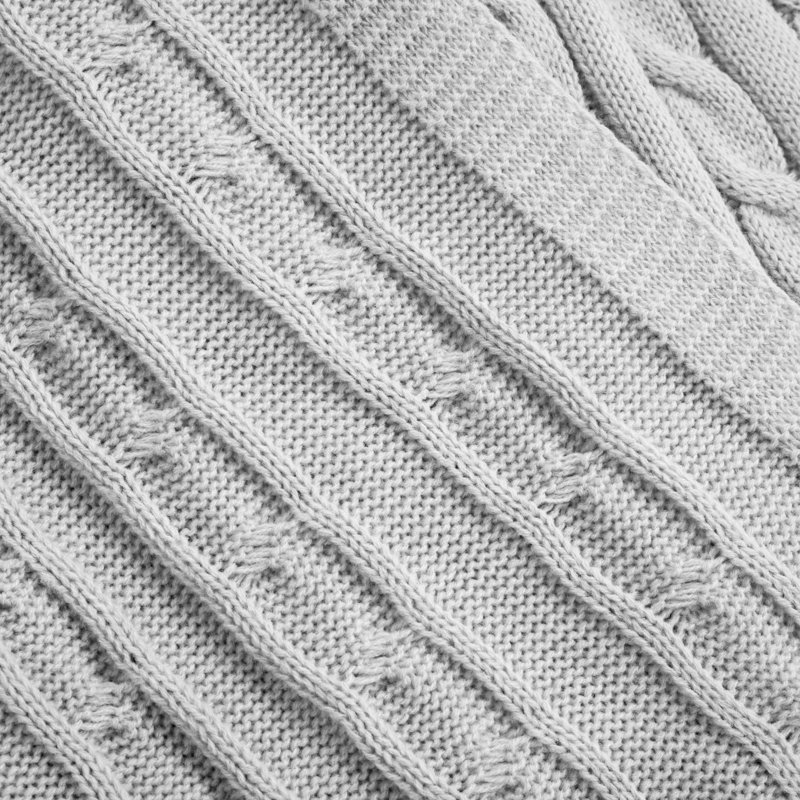 Light Gray Full/Queen Cable Knit Soft Blanket