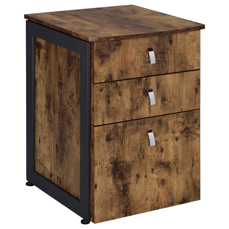 Estrella 2-Piece Office Desk File Cabinet Set Rustic Nutmeg
