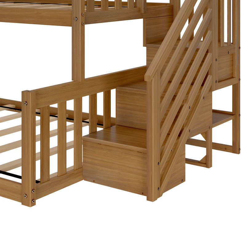 Jahzlynn Kids Twin Over Full Bunk Bed, Pecan