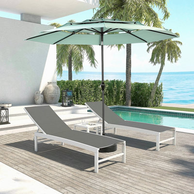 Parasol en aluminium à 3 niveaux à inclinaison automatique à 3 niveaux et parasol pour terrasse de table de marché (base non incluse)
