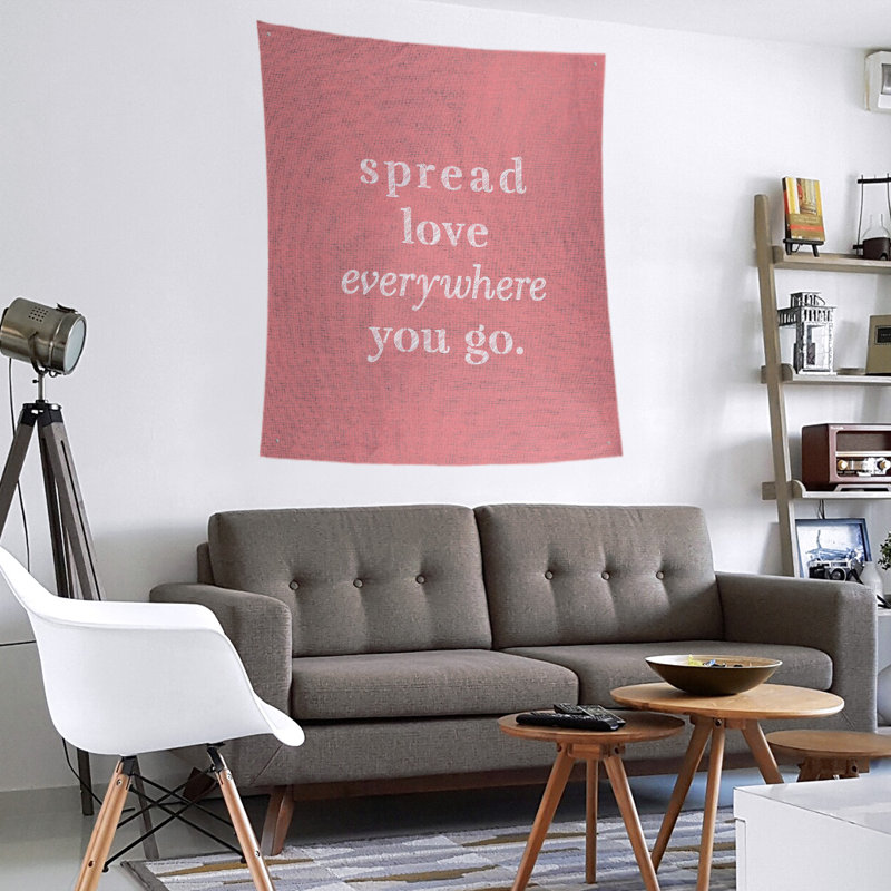 Tapisserie de polyester à l’quoted love quot, H 27,5 po x l 37,5 po, Rouge / Blanc