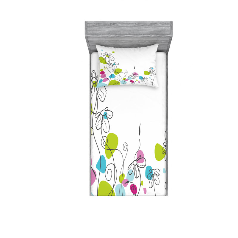 Ensemble de draps Daisy, Ensemble de draps pour lit simple TG avec drap-hou