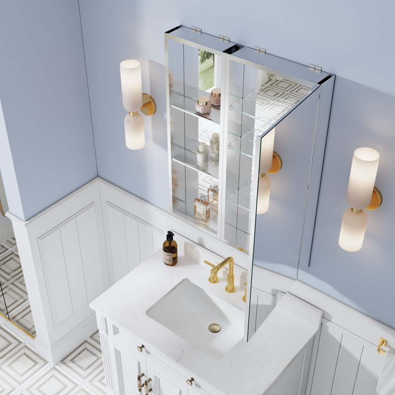 Armoire à pharmacie à miroir en aluminium 28 po x H 36 po, L 28 po x H 36 po, Oui