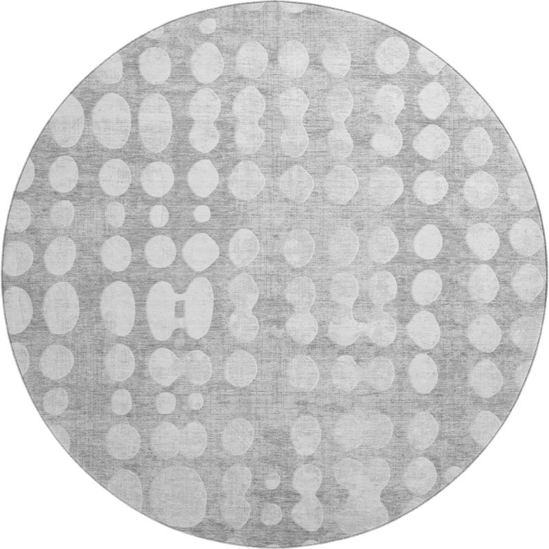 Tapis gris Prisco lavable à la machine de qualité supérieure, Rond 8 pi