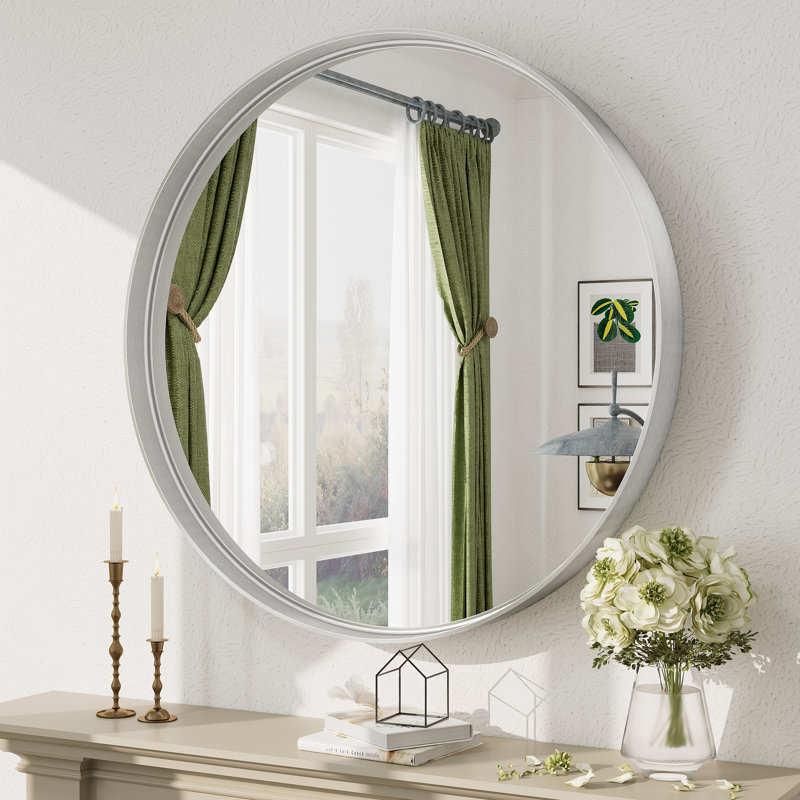 Miroir mural Aevar, 36 po x 36 po, Argent brossé