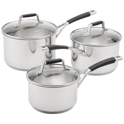 Stellar Induction, Set of 3 Saucepans with Glass Lids, 16/18/20cm