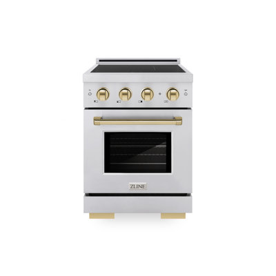 ZLINE Autograph 24 in. Paramount Induction Range with 3 Element Cooktop & Polished Gold Accents