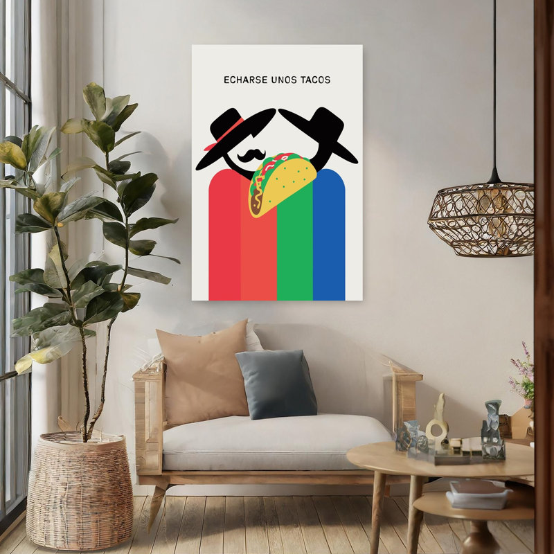 Art mural de ville traditionnelle vibrante et colorée Taco, H 48 po x l 32 po