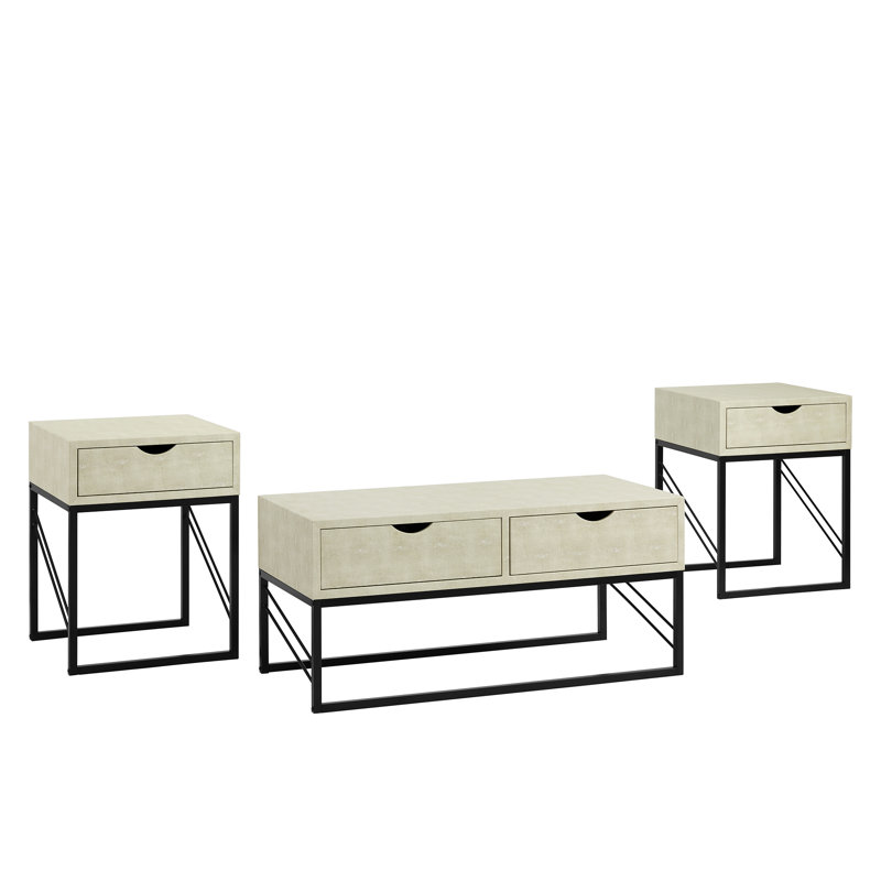 Ensemble de tables basses 3 pièces Caufield, Beige