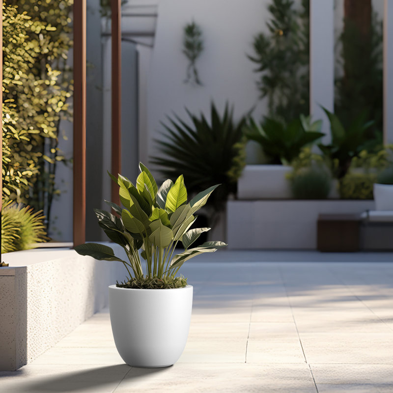 Larney Handmade Pot Planter, Crisp White, 9" H x 9.84" W x 9.84" D