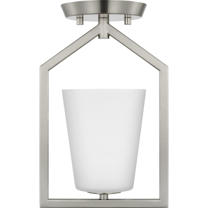Plafonnier semi-encastré en verre Astri, Nickel brossé
